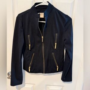 MICHAEL Michael Kors Black Jacket with Gold Zippers Sz Xs/Xp